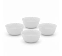 Set 4 Insalatiere in Vetro Opale Bianco 23cm Impilabili Resistenti per Insalata