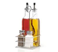 Set 4 Menage Olio Aceto Sale Pepe in Acciaio e Vetro - Comas
