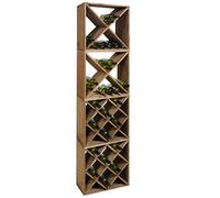 Set 4 Moduli Cantinetta - Scaffale vino - Rack Portabottiglie - n° 2 Moduli "X" & n°2 Moduli "Rombo" - Sistema Componibile CUBOX® 50 - (Dim. Singolo Modulo 50 x 50 x 25 cm) - Alloggia n° 88 Bottiglie da 75 olore NOCE