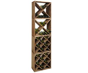 Set 4 Moduli Cantinetta - Scaffale vino - Rack Portabottiglie - n° 2 Moduli "X" & n°2 Moduli "Rombo" - Sistema Componibile CUBOX® 50 - (Dim. Singolo Modulo 50 x 50 x 25 cm) - Alloggia n° 88 Bottiglie da 75 olore NOCE