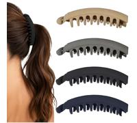 Set 4 Mollette a Banana per Capelli, Doppio Pettine Antiscivolo Opaco, Accessorio per Acconciature Rapide, Nero Marrone Cachi Blu Scuro Opachi