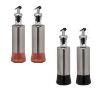 Relaxdays Oliera e Acetiera, Set da 4 Bottiglie Vuote di Vetro, 300 ml, per Olio e Aceto, Dressing da Cucina, Argentato