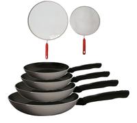 Set 4 Padelle antiaderenti moneta cm18-20-22-24 con 2 paraschizzi omaggio fritti