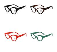 Set 4 Paia Occhiali da Lettura forma geometrica cat-eye, Colori Assortiti +2.50