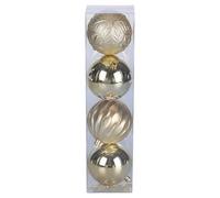 Set 4 Palle di Natale Oro Decorate Ø 8 cm in plastica, Santa's House