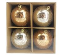 Set 4 Palline Decorative per Albero di Natale Ø10 cm in Plastica 2 Colori Assortiti