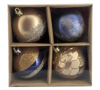 Set 4 Palline Decorative per Albero di Natale Ø7 cm in Plastica 4 Fantasie Assortite