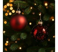 Set 4 Palline Natalizie Rosse 10cm, Mix Finitura Lucida e Opaca, Tubo Decorativo da 4 Sfere per Albero ed Addobbi Natalizi Eleganti - Varzi dal 1956
