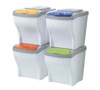 Set 4 Pattumiere Componibili Cestini dei Rifiuti Impilabili Poker 4 × 20 L