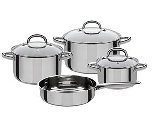 Set 4 pcs batterie de cuisine - GSW - MONTREAL - Induction - Acier inoxydable
