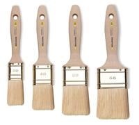 Set 4 pennelli per pittura con manico in legno per muri, pareti, legno e ferro. Kit 3-4-5-6 cm MADE IN ITALY