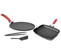 Set 4 Pezzi Bistecchiera + Piastra Multiuso in Alluminio Pressofuso Antiaderente Olympia Love