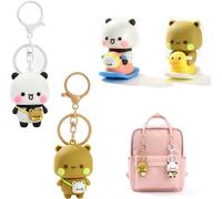 Set 4 Pezzi Bubu Dudu Portachiavi - Bubu e Dudu Ciondolo con Decorazione Auto, Statuetta Cruscotto Auto, Portachiavi Kawaii per Chiavi, Borsa, Zaino e Scrivania