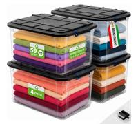 Set 4 Pezzi Contenitori con Coperchio Storage Box Solid Cargo 59L 58x38.5x36 cm