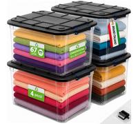 Set 4 Pezzi Contenitori con Coperchio Storage Box Solid Cargo 67L 58x38.5x43 cm