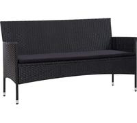 set 4 pezzi da giardino con cuscini in poly rattan nero