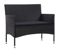 set 4 pezzi da giardino con cuscini in poly rattan nero