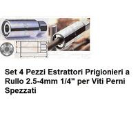 Set 4 Pezzi Estrattori Prigionieri a Rullo 2.5-4mm 1/4" per Viti Perni Spezzati