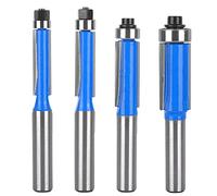 Set 4 Pezzi Fresa a Taglienti Diritti per Legno, Codolo 8 mm Con Cuscinetto, Fresa per Rifilare, Frese Professionali per Lavorazione, per Rifilatore