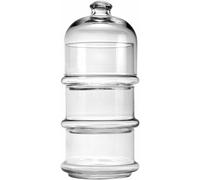 PASABAHCE Patisserie Basic Set 3 Contenitori con Cupola Impilabili, Vetro, Trasparente, 12x26 Cm