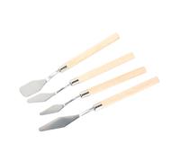 Set 4 Pezzi Raschietti per Pittura a Olio Manico in Legno Beige | Ferro Resistente, Non Facile da Arrugginire, Accessori per Dipingere per Acrilico e Hobby Creativo