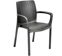 Set 4 Pezzi Sedie da Giardino in Resina con Braccioli Bali Grafite Keter