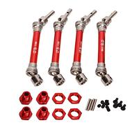 Set 4 Pezzi Semiasse Anteriore Posteriore in Acciaio e Alluminio, Trasmissione CVD per Auto RC 1/10 Blu - Alta Resistenza, Angolo Ampio, Ricambio Facile per Big Rock e Altri (Rossa)