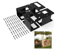 Set 4 pezzi staffa portaoggetti legna da ardere regolabile acciaio legno