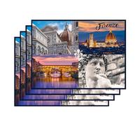 Set 4 Pezzi Tovagliette Americane Città In Vinile Made In Italy Colazione Pranzo Antiscivolo Resistenti Al Calore Facilmente pulibili Riutilizzabili Cartolina Tovaglia Idea Regalo - Firenze