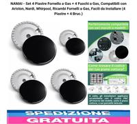 Set 4 Piastre e 4 Fuochi Fornello Gas Universali Ricambi Facili Installazione
