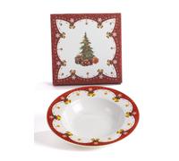 Set 4 Piatti Fondi con Albero di Natale 21.7 cm in Porcellana con Gift Box Nàvel