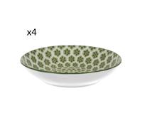 Set 4 piatti fondi geometria fiori verde porcellana Hanami