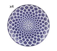 Set 4 piatti piani geometria fiori blu porcellana Hanami