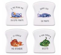 Set 4 Piattino toast in porcellana, Lazy