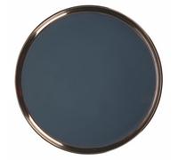 Set 4 Piatto frutta in gres, bordo effetto metallizzato, grigio scuro, Bilbao