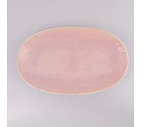 Set 4 Piatto ovale 34,5x20,5 cm in gres, rosa effetto quarzo con bordo panna, The Market H1