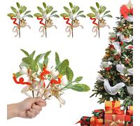 Set 4 Picks di Pino con Campanelle Bacche Rosse Natalizie e Bidone Twister