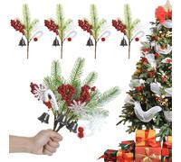 Set 4 Picks di Pino con Campanelle Bacche Rosse Natalizie e Bidone Twister