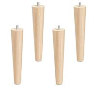 Set 4 Piedini per Mobili Faggio Legno Grezzo 200 mm/forma conica Ø 45/25 mm con bullone filettaura M8 di Sotech