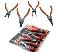 SET 4 PINZE CIRCOLARI ANELLI ELASTICI INTERNI ESTERNI 180mm DRITTE E ANGOLO 90°