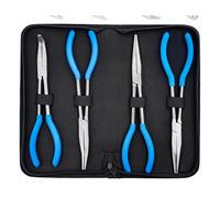 SET 4 PINZE EXTRA LUNGA 28 cm MECCANICO BECCO CURVO DRITTO 0° 45° 90° LUNGHE