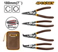 SET 4 PINZE FERMI ANELLI - 180mm - SEEGER INTERNI/ESTERNI CON ASTUCCIO - HCCPS26180 INGCO