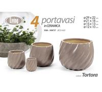 SET 4 PORTAVASI VASO CACHEPOT CERAMICA BEIGE TORTORA MODERNO CHIC CASA GIARDINO