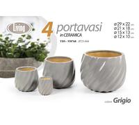 SET 4 PORTAVASI VASO CACHEPOT CERAMICA GRIGIO MODERNO DESIGN SPIR CASA GIARDINO