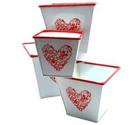 set 4 portavaso cache pot con cuori rossi porta vaso per fiori e fioriere decora