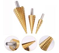 Set 4 punte da trapano a cono in acciaio HSS 3 pezzi 12 20 32 mm per materiali d
