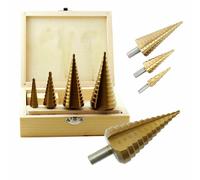 SET 4 PUNTE FRESE CONICHE A SCALINO GRADINI ALLARGA FORI 4-39 MM