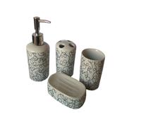 SET 4 PZ ACCESSORI BAGNO IN CERAMICA DA APPOGGIO DESIGN MODERNO FANTASIA