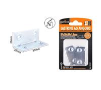 SET 4 PZ LASTRINE LASTRINA AD ANGOLO ANGOLARE 37X20X20X1.2 MM VITI MOBILI 57127