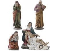 Set 4 pz statue in resina morte di gesu' 13 cm presepe pasquale